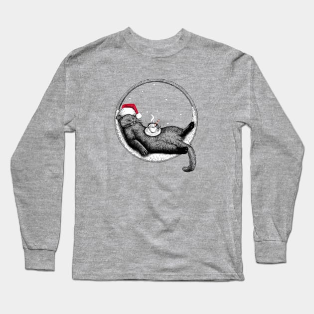 Christmas Cat Long Sleeve T-Shirt by VectorInk